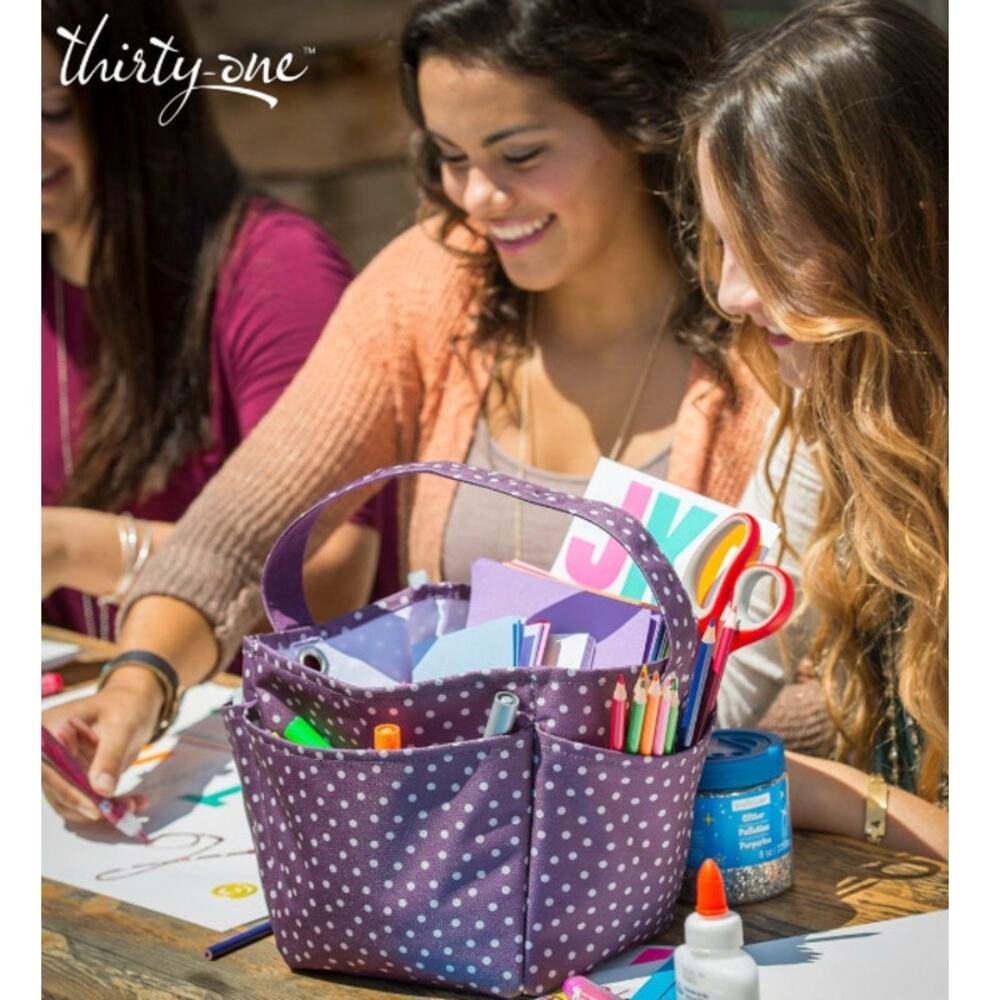 Thirty-One Get Creative Caddy Purple Polka-Dot Craft and Supply Organizer Caddy